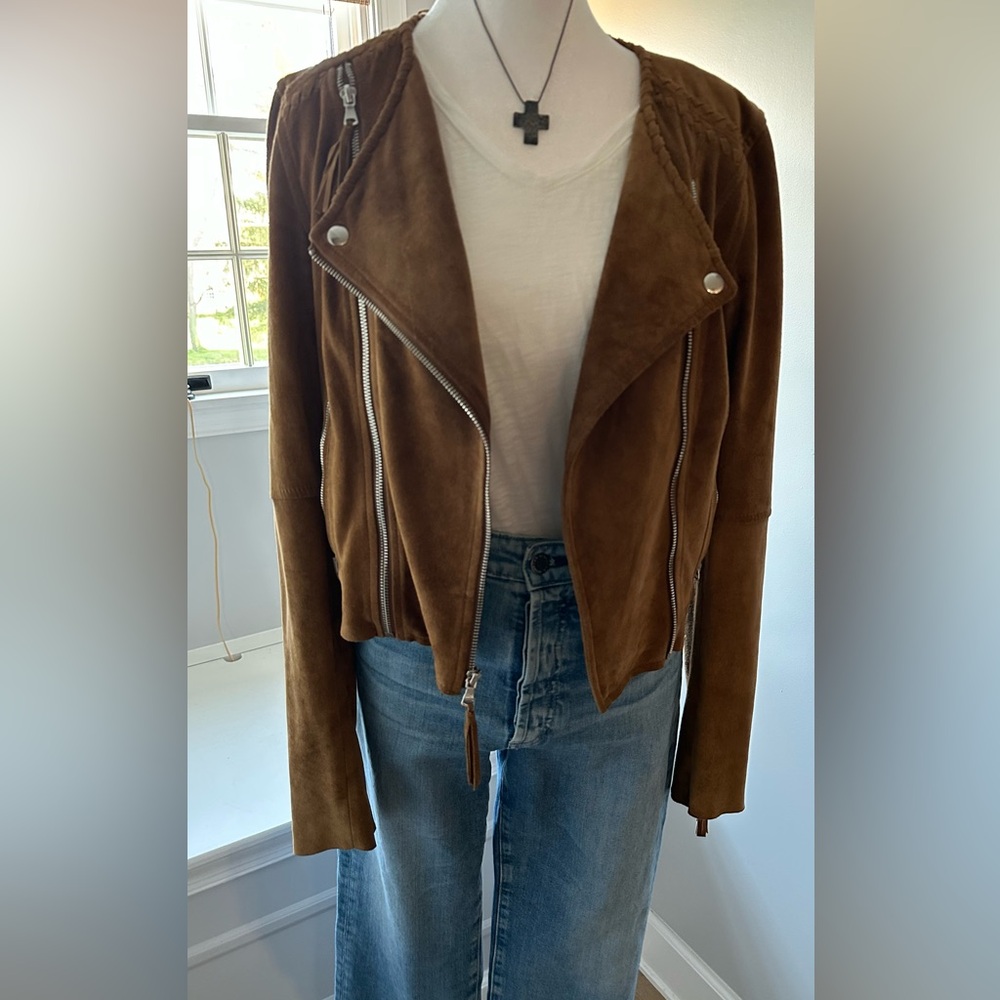 PAIGE Tobacco Color Suede  Moto Jacket